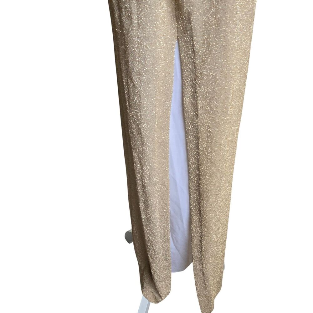 VTG Roberta Gold Glitter Beaded Mesh Slip Dress Y2K Formal 90s Maxi L Homecoming - Picture 4 of 7